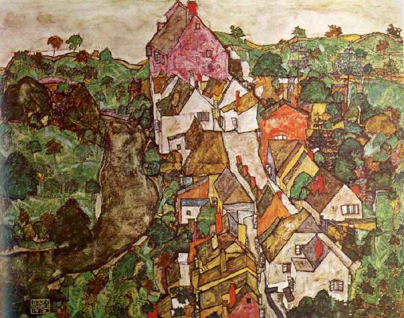 Egon Schiele Landscape at Krumau Spain oil painting art